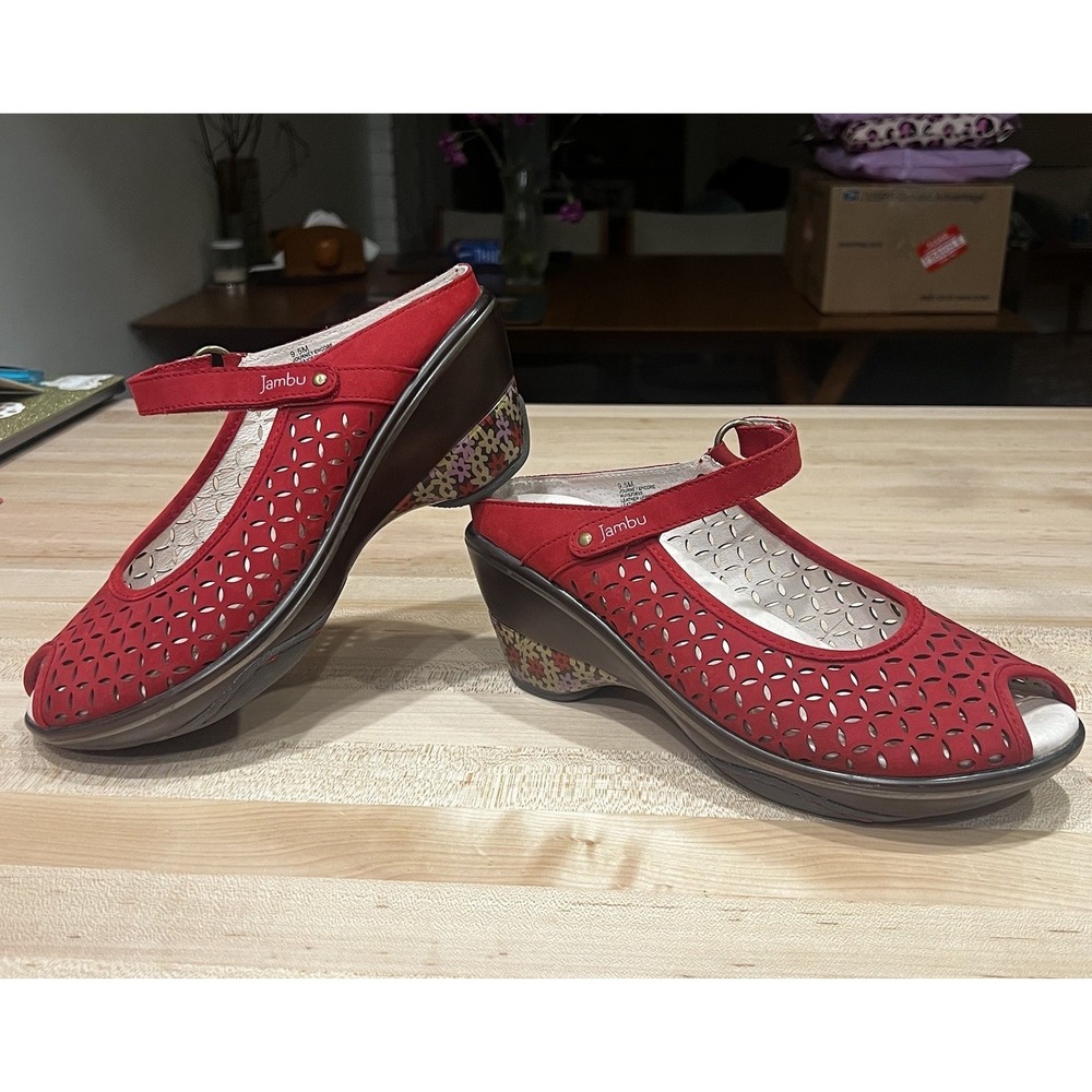 Jambu Women's Journey Encore Wedge  Sandal, Red, Size 9.5